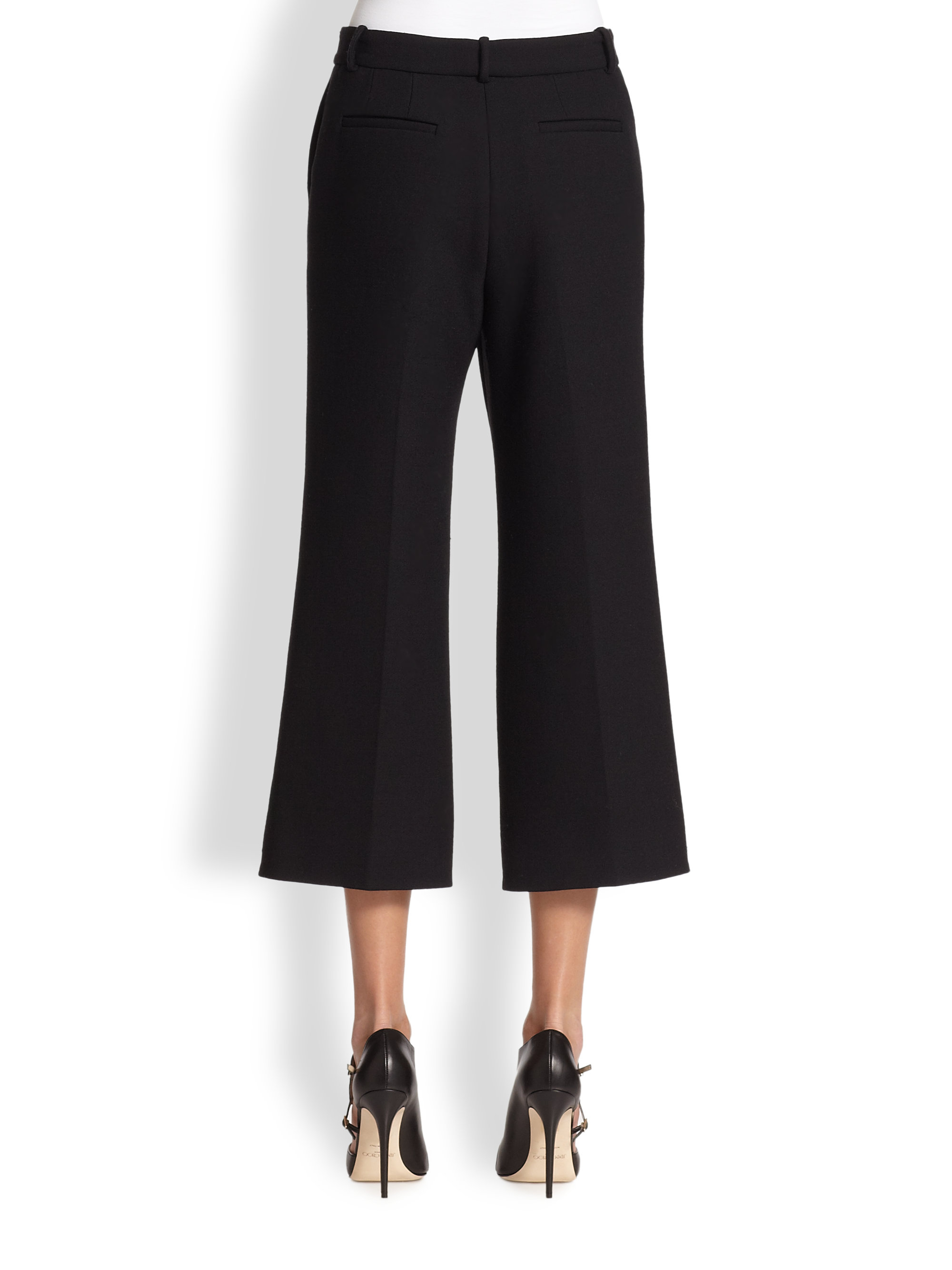 Lyst - Theory Inza Wide-Leg Cropped Pants in Black