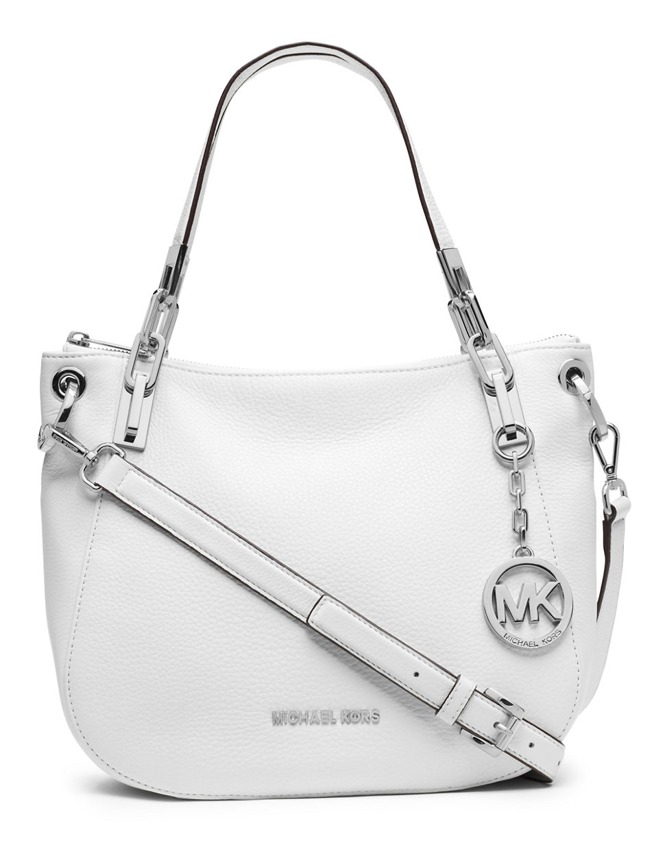 Lyst - Michael michael kors Brooke Leather Shoulder Tote Bag in White