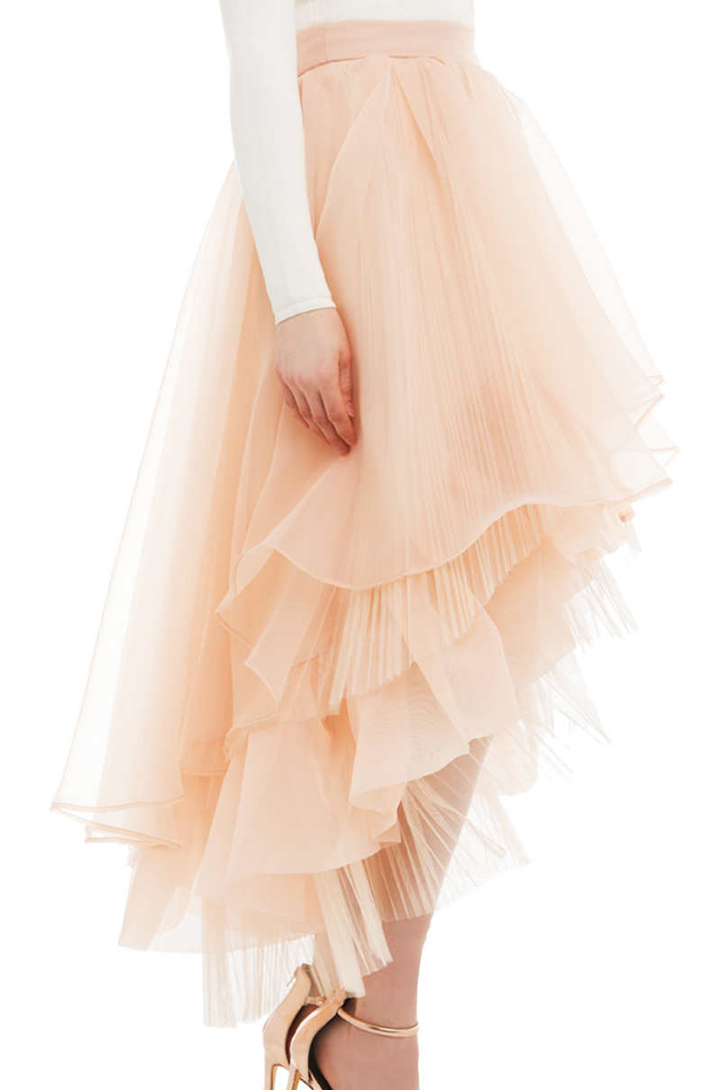 pink high low tulle skirt