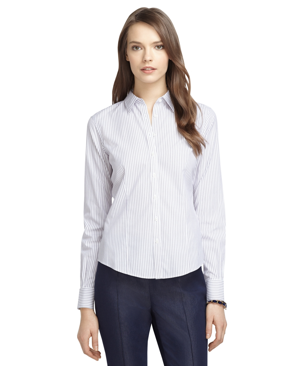 Brooks Brothers Petite Fitted Noniron Thin Triple Stripe Dress Shirt in ...