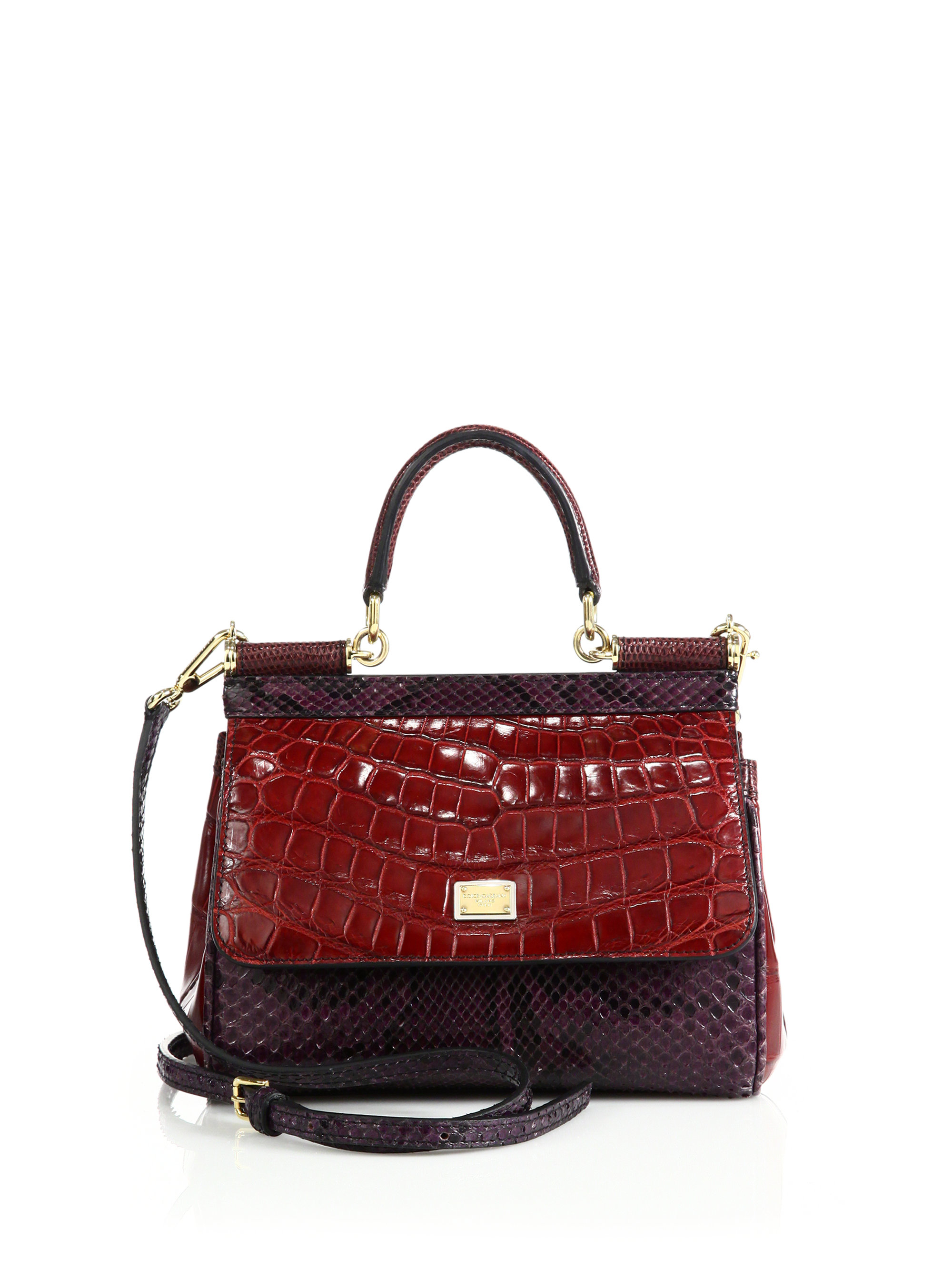Lyst Dolce Gabbana Sicily Small Crocodile Python And Lizard Satchel Gallery