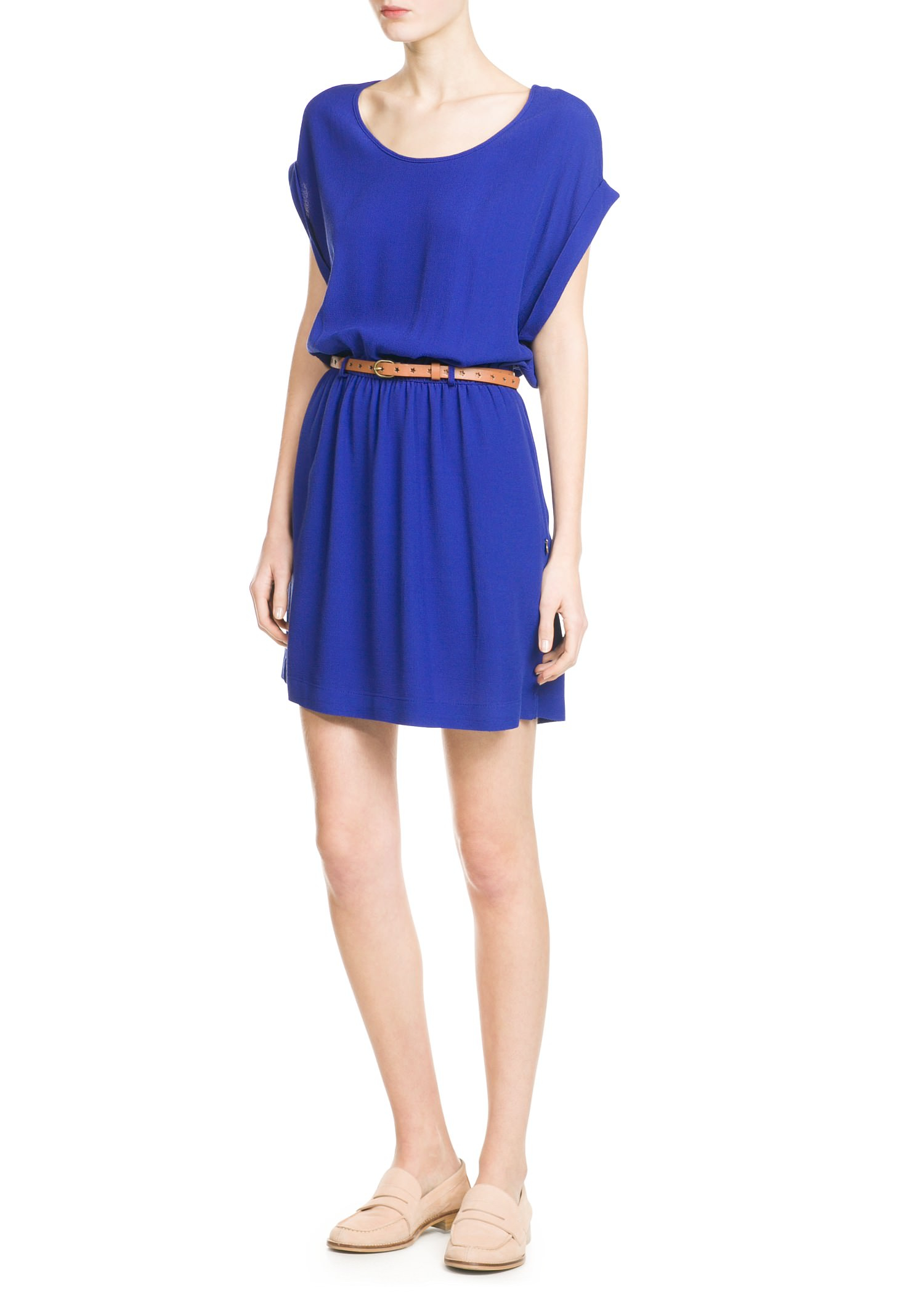 Mango Detachable Belt Dress in Blue - Lyst