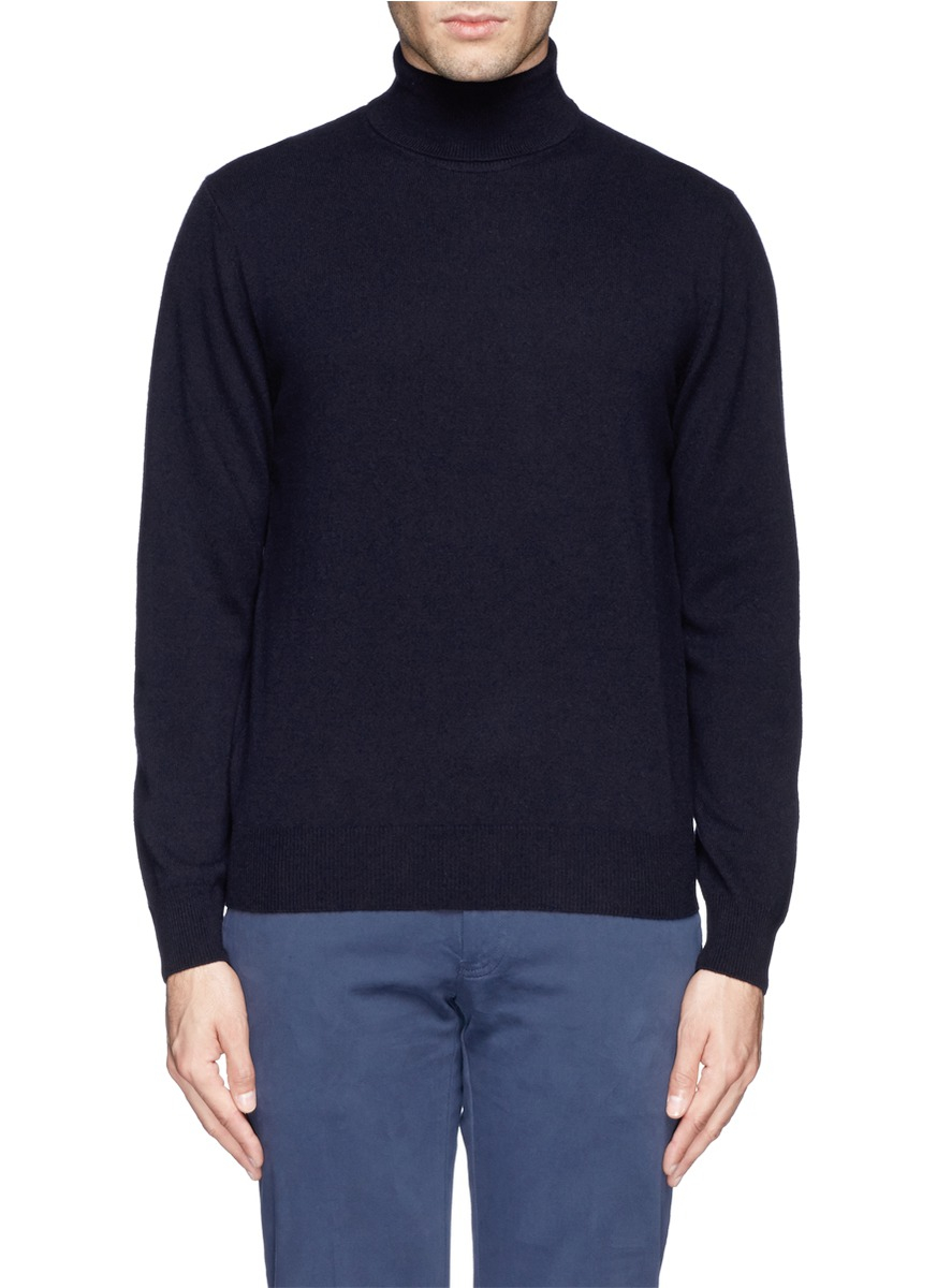 Canali Cashmere Turtleneck Sweater in Black for Men - Lyst
