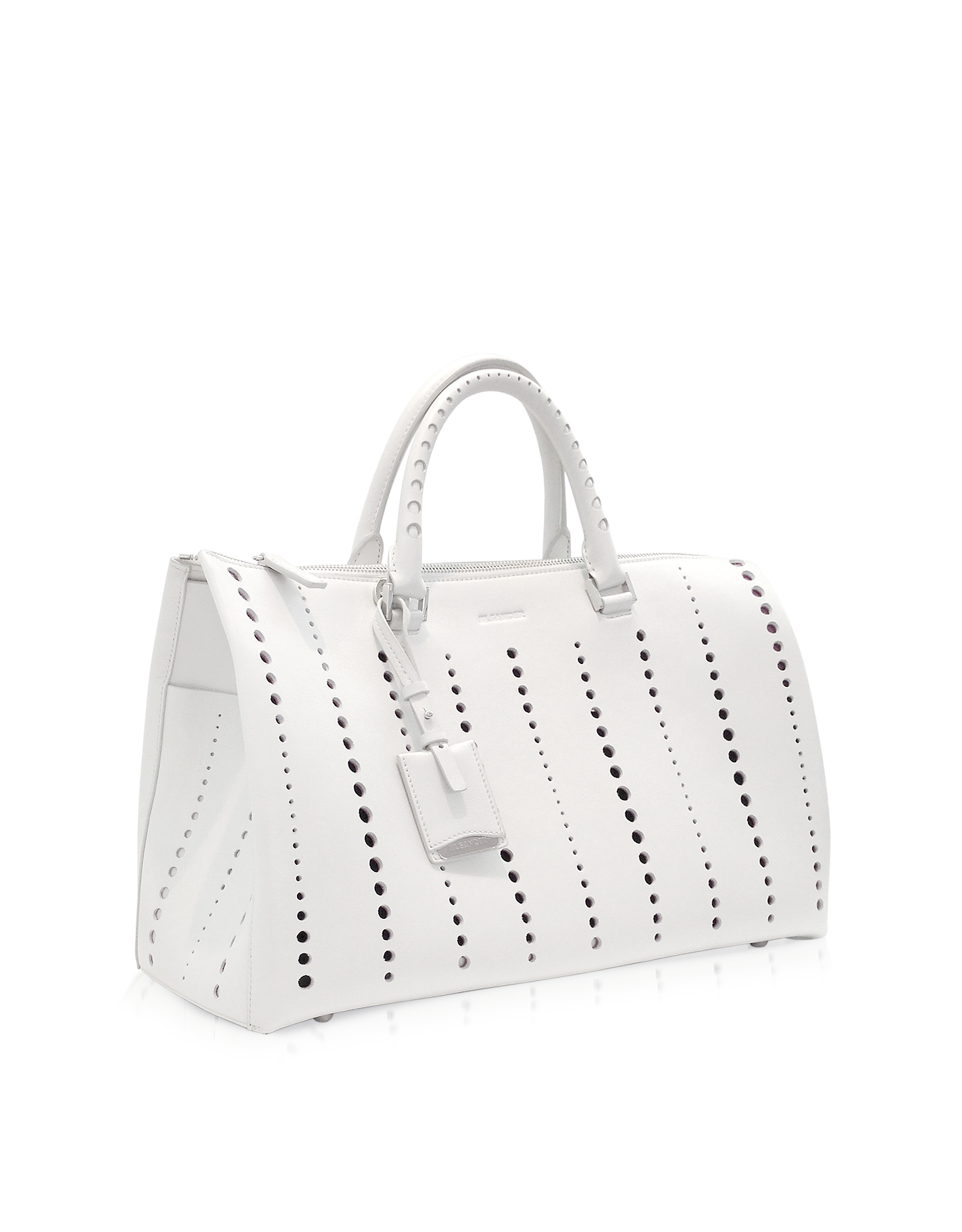 Lyst Jil Sander Large Bag Open White Perforated Leather Gallery