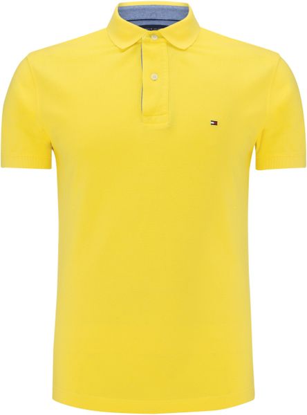 Tommy Hilfiger 2 Button Polo Shirt in Yellow for Men | Lyst