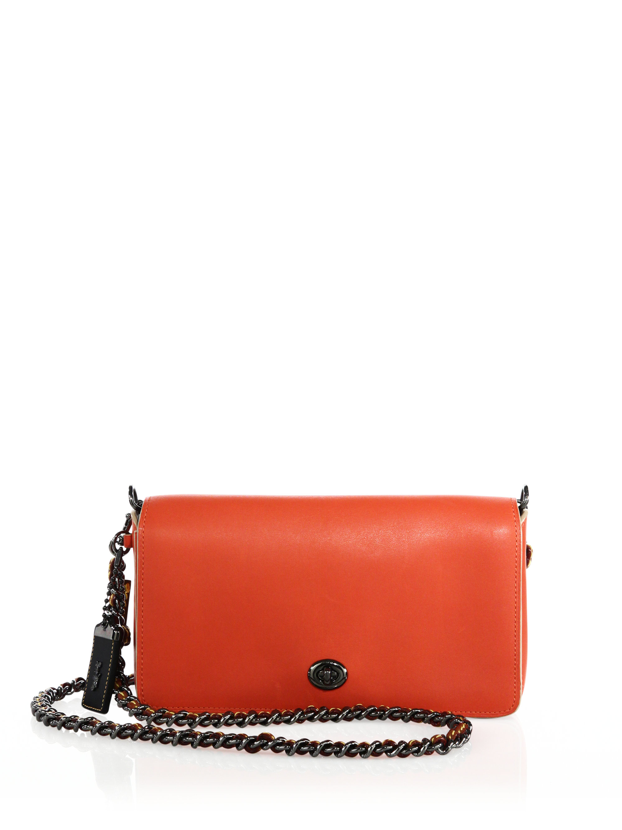 Coach Dinky Leather Crossbody Bag in Orange | Lyst