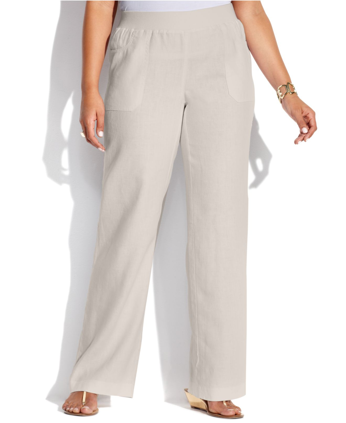 Lyst - Inc International Concepts Plus Size Wideleg Linen Pants in White