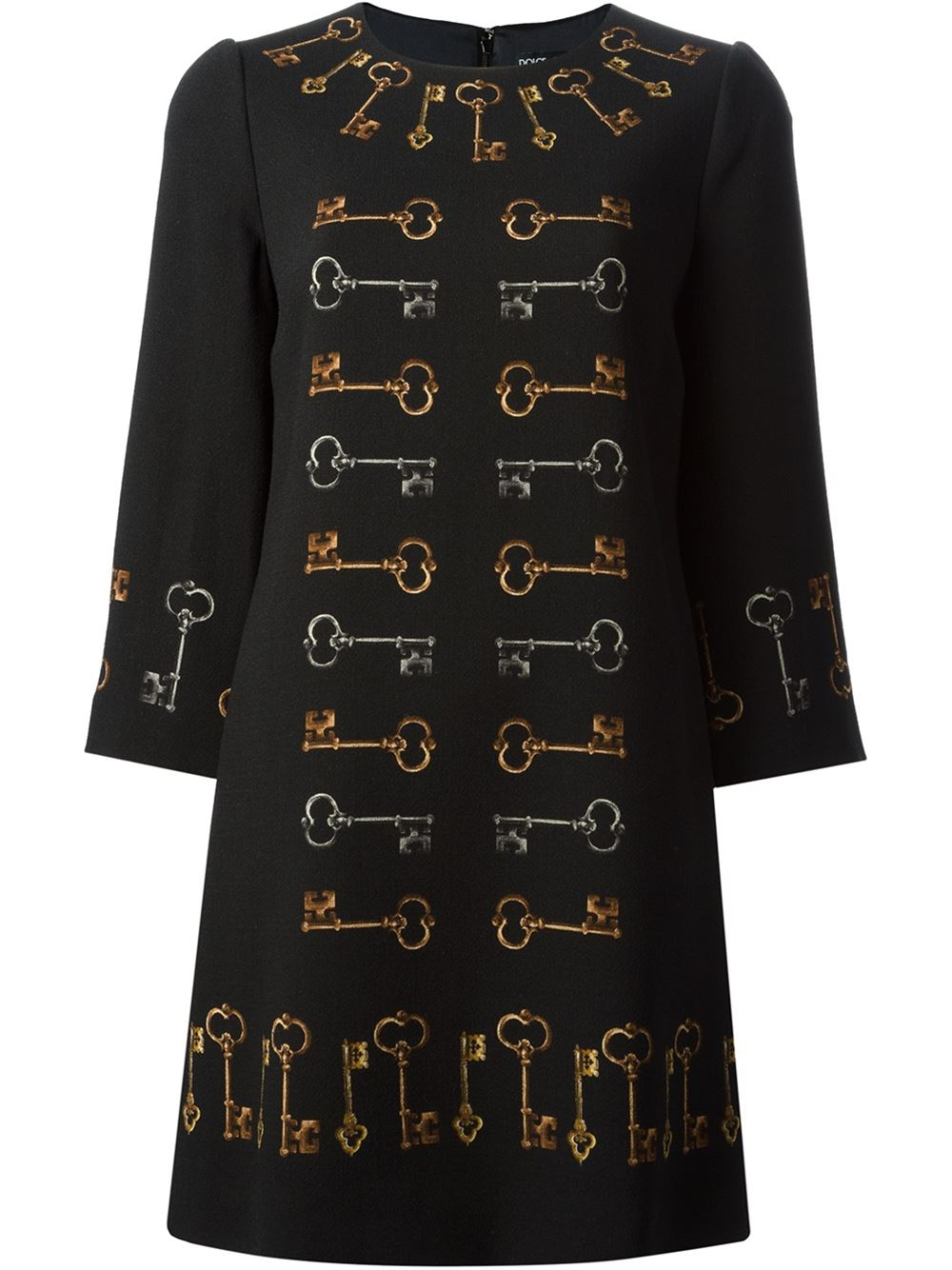Lyst Dolce & Gabbana Medieval Keys Print Dress in Black