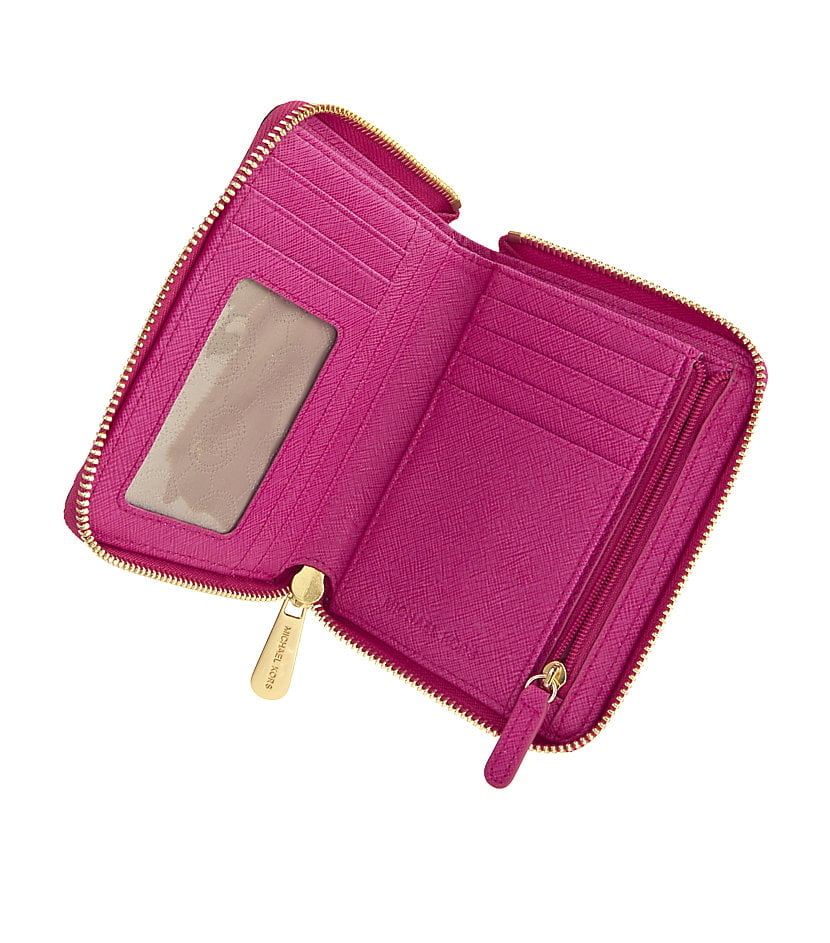 Michael michael kors Small Jet Set Travel Wallet in Pink | Lyst