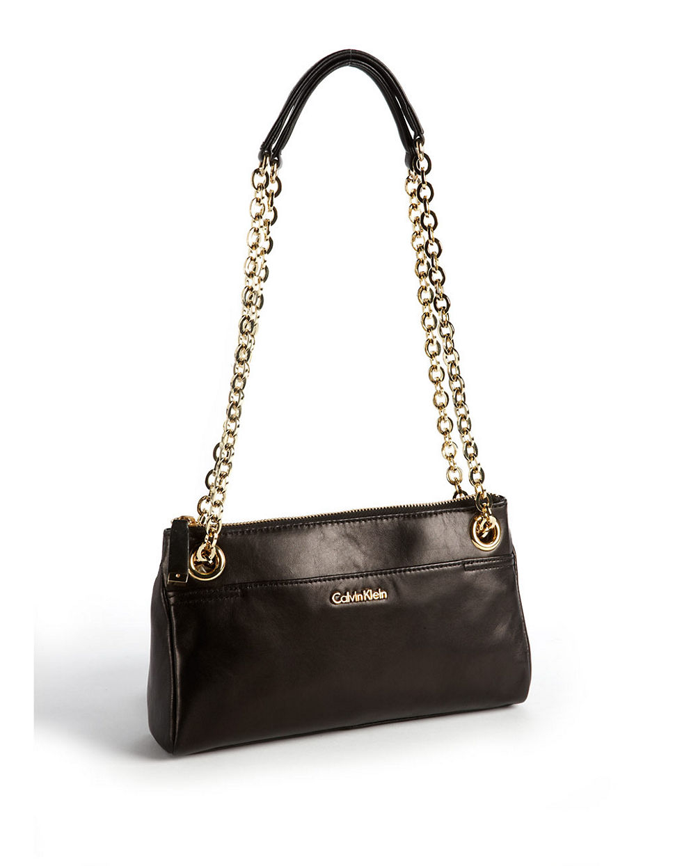 black leather calvin klein handbag