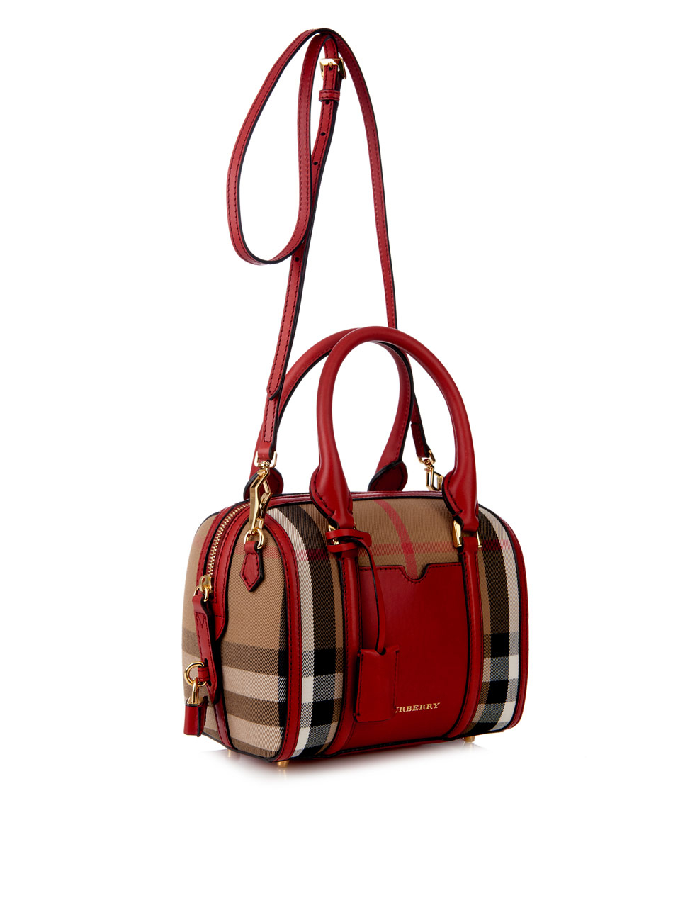 Lyst Burberry Alchester Mini Checked Bowling Bag in Red