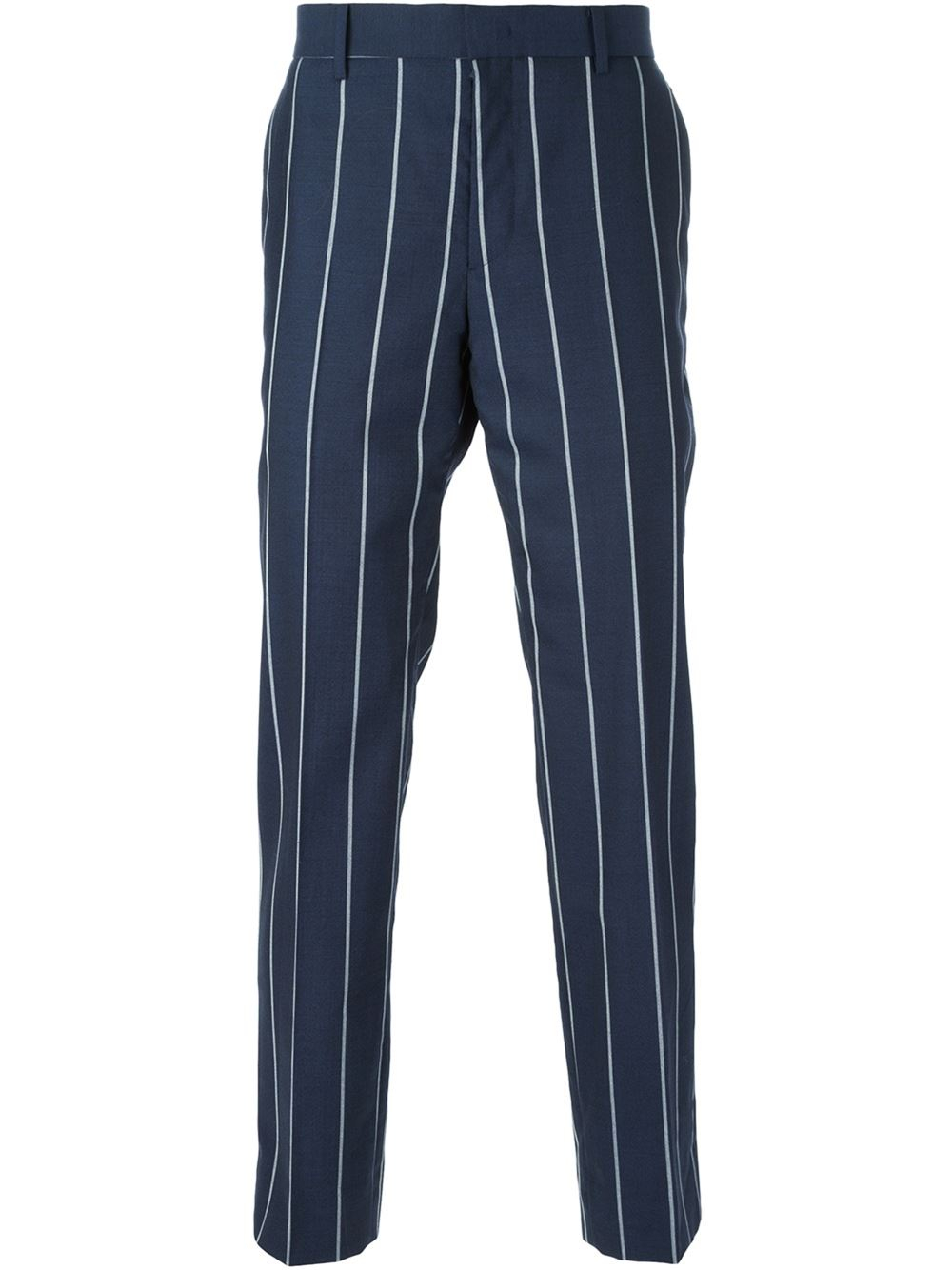 blue trousers with white stripe