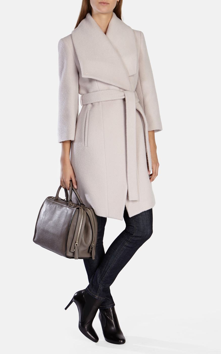 Karen Millen Wool Mohair Belted Oversized Collar Coat in Natural Lyst
