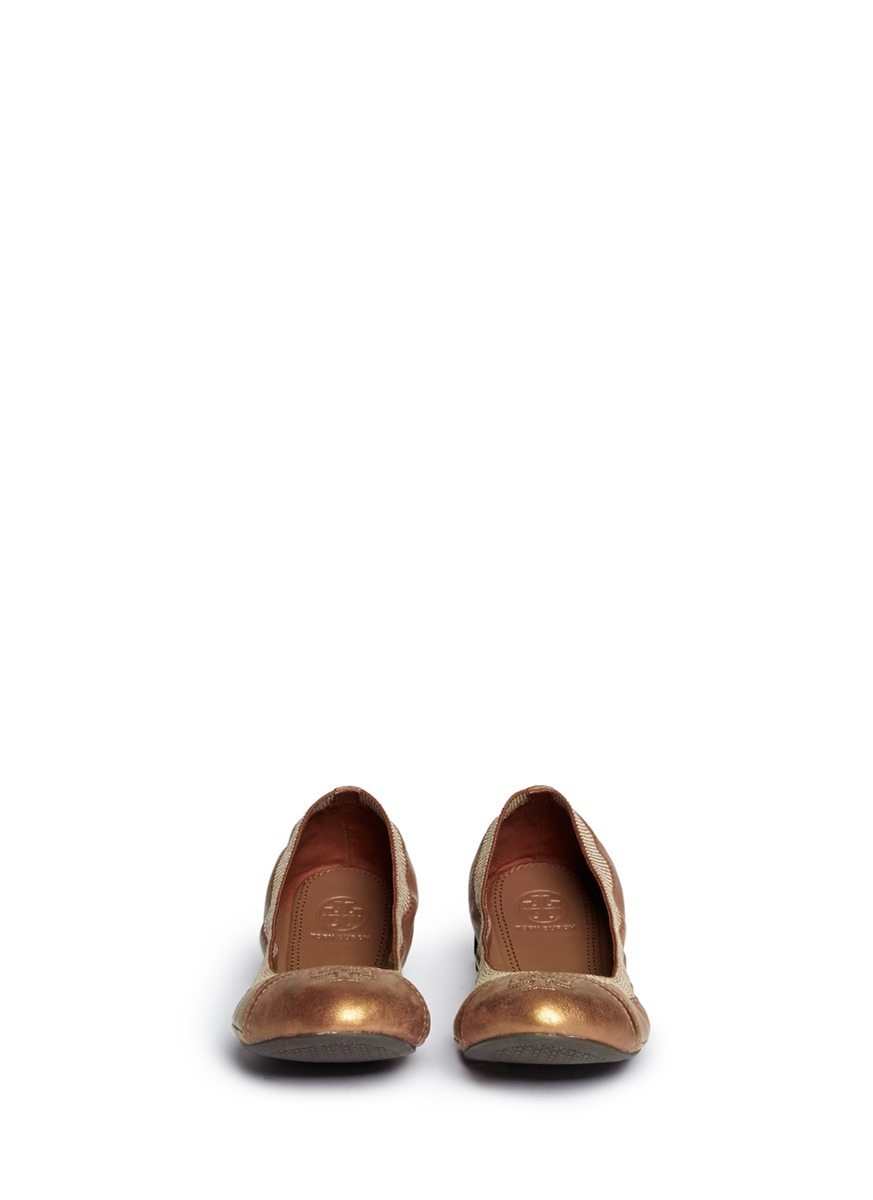 Tory Burch Gabby Elasticated Leather Ballet Flats In Brown Lyst