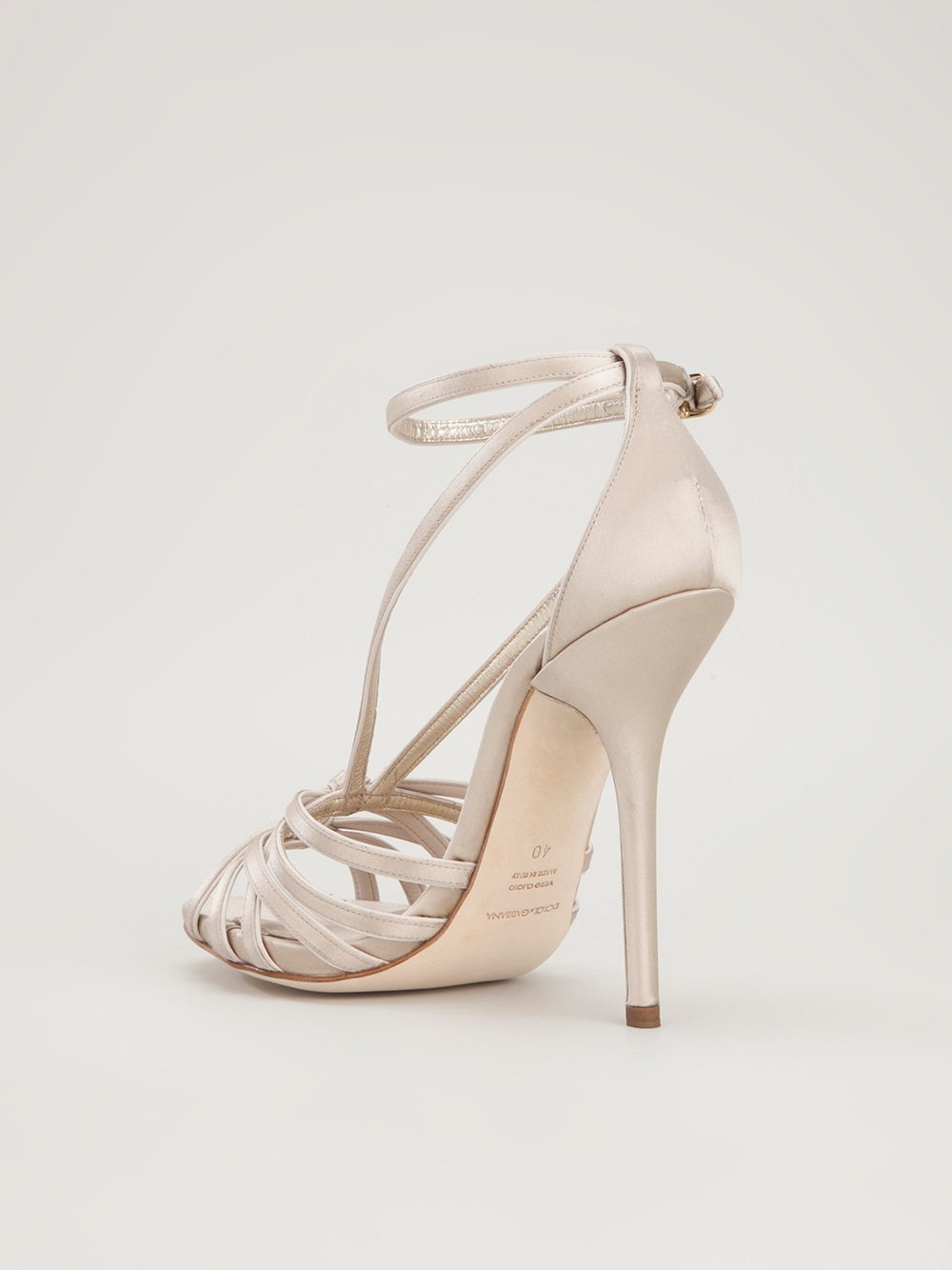 Lyst - Dolce & Gabbana Strappy Heeled Sandals in Natural