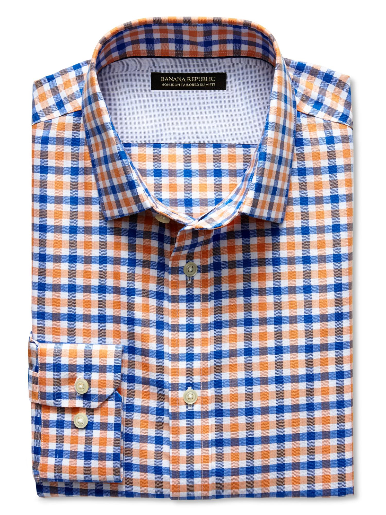 Banana Republic Tailored Slim Fit Non Iron Herringbone Check Shirt ...