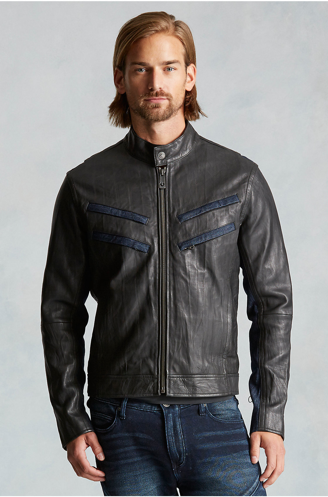 True religion Leather Racer Mens Jacket in Black for Men | Lyst