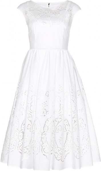 Dolce & Gabbana Broderie Anglaise Cottonblend Dress in White | Lyst