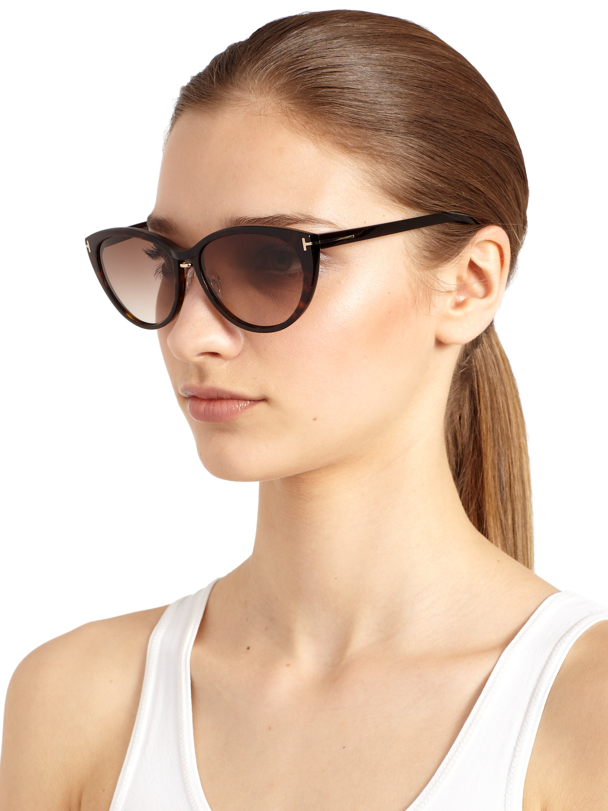 Tom ford Gina Cat'S-Eye Sunglasses in Brown | Lyst