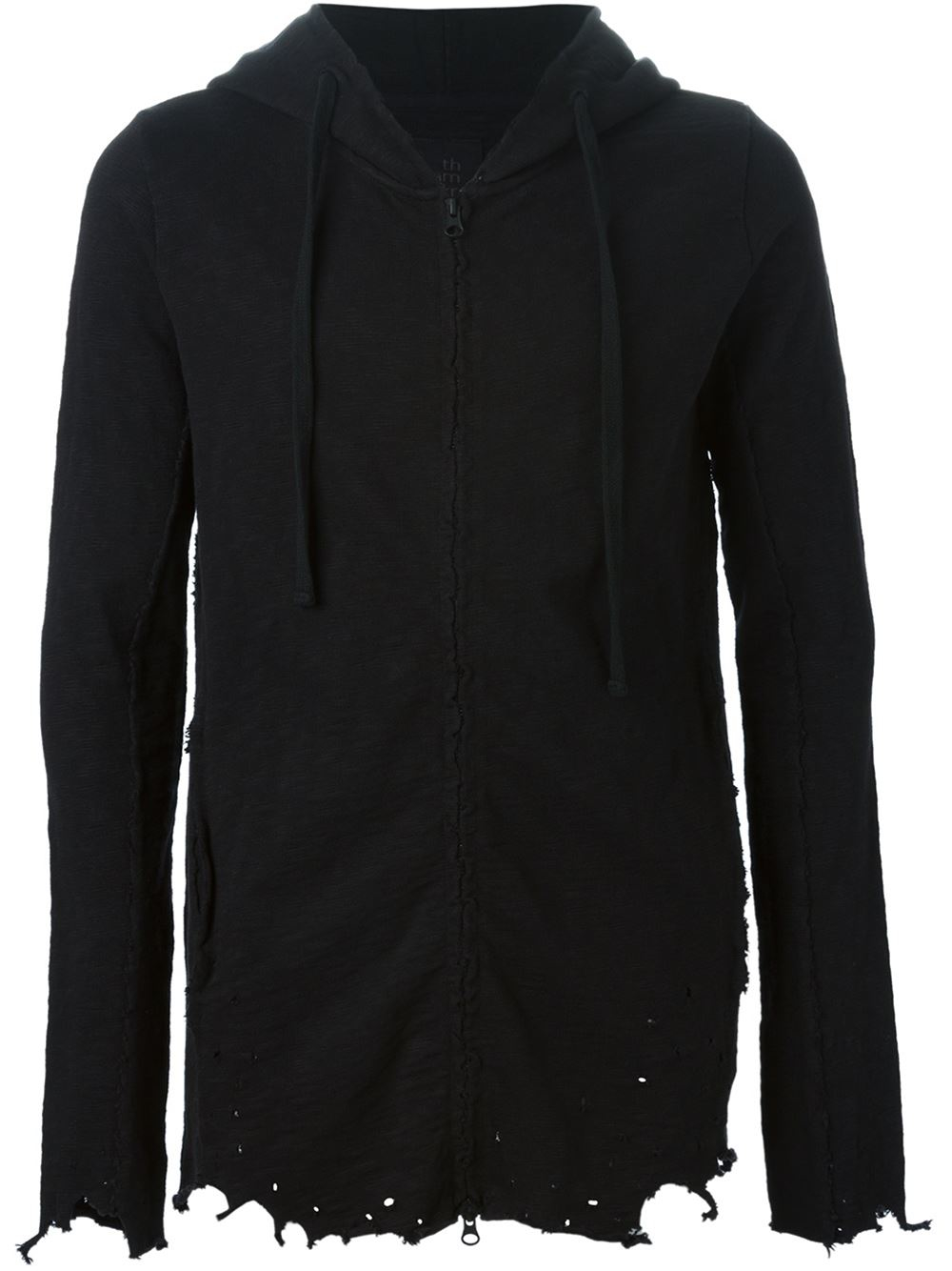 Thom krom Distressed Zip Hoodie in Black for Men Lyst