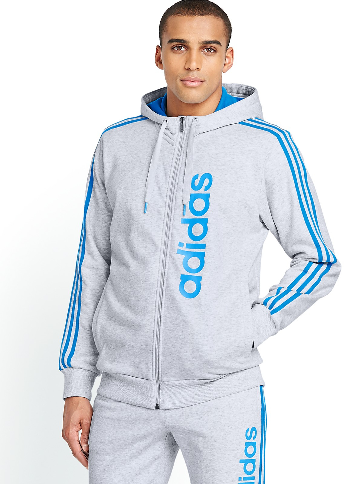 Adidas Mens Linear Essentials Full Zip Hoody in Gray for Men (light ...