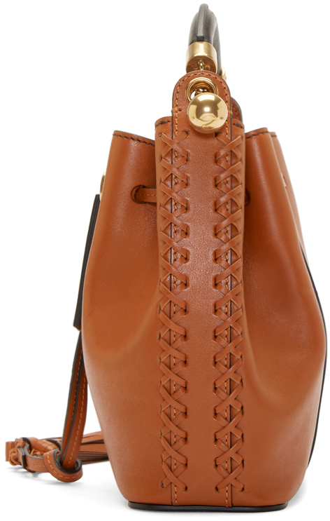 chloe pink handbag - Chlo Brown Leather Cross_stitch Small Gala Bucket Bag in Brown | Lyst