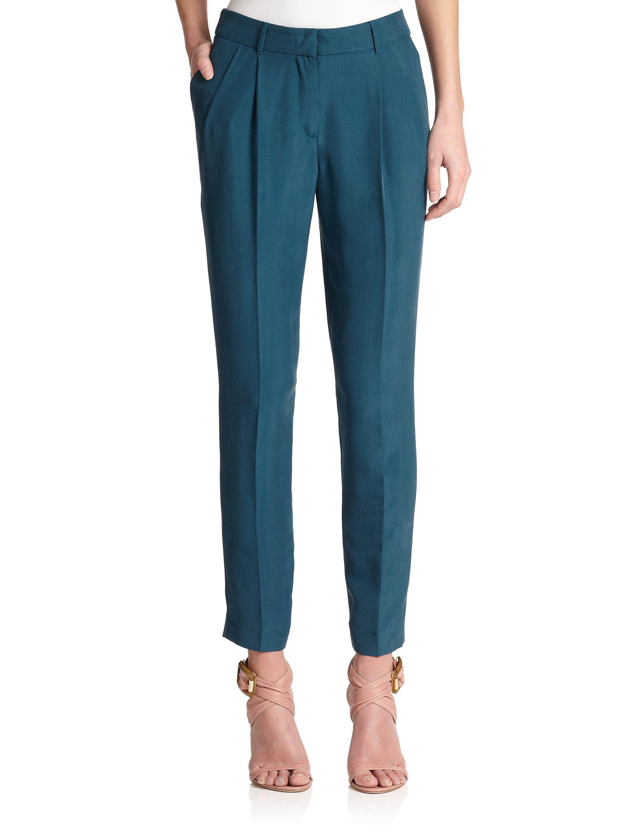 navy blue silk pants