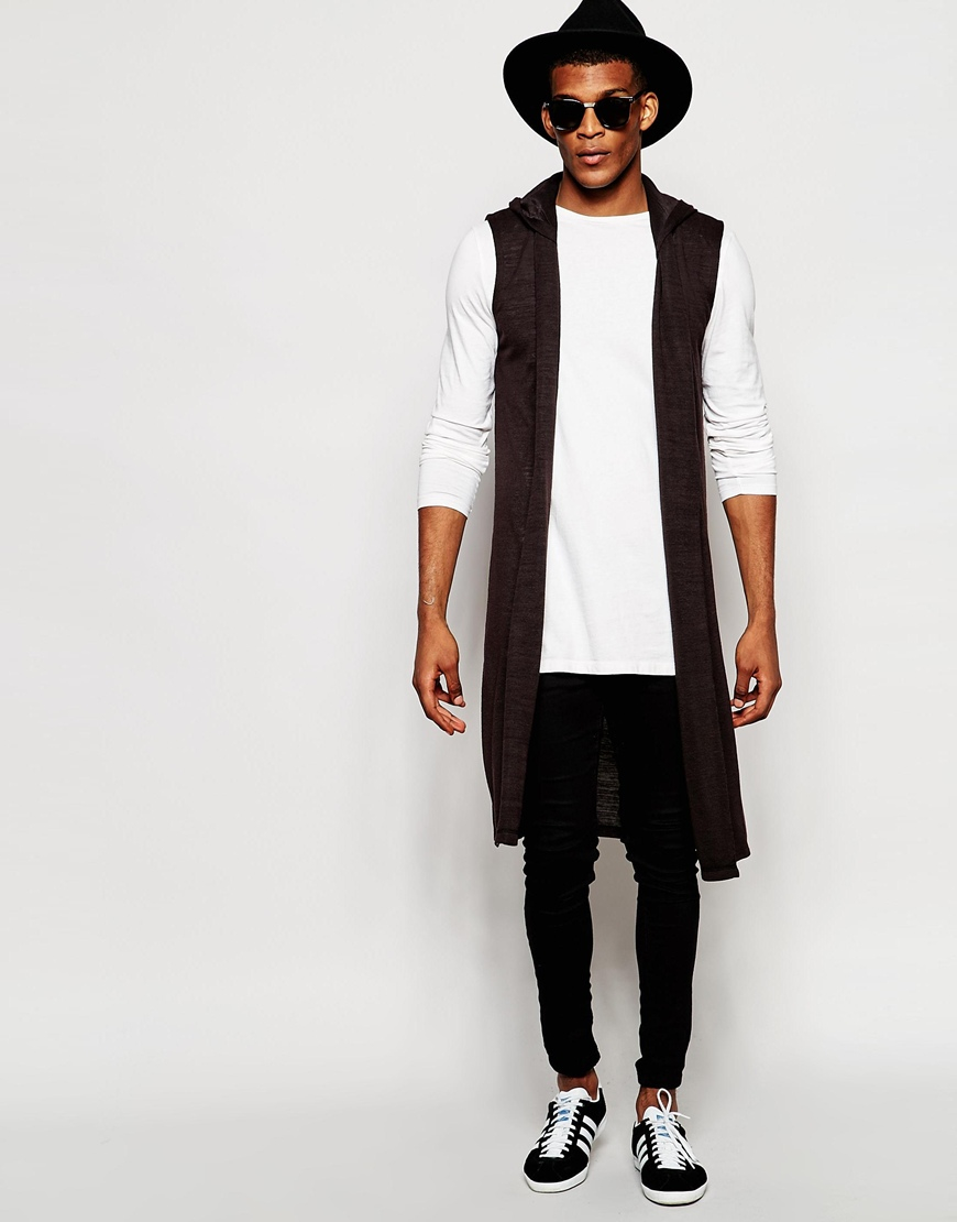 Asos Extreme Longline Sleeveless Cardigan With Hood In Nepp in ...