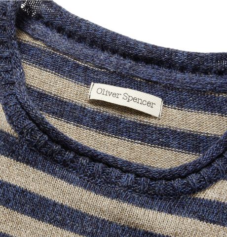 Oliver Spencer Tommy Striped Linen And Cotton-Blend Sweater in Blue for ...