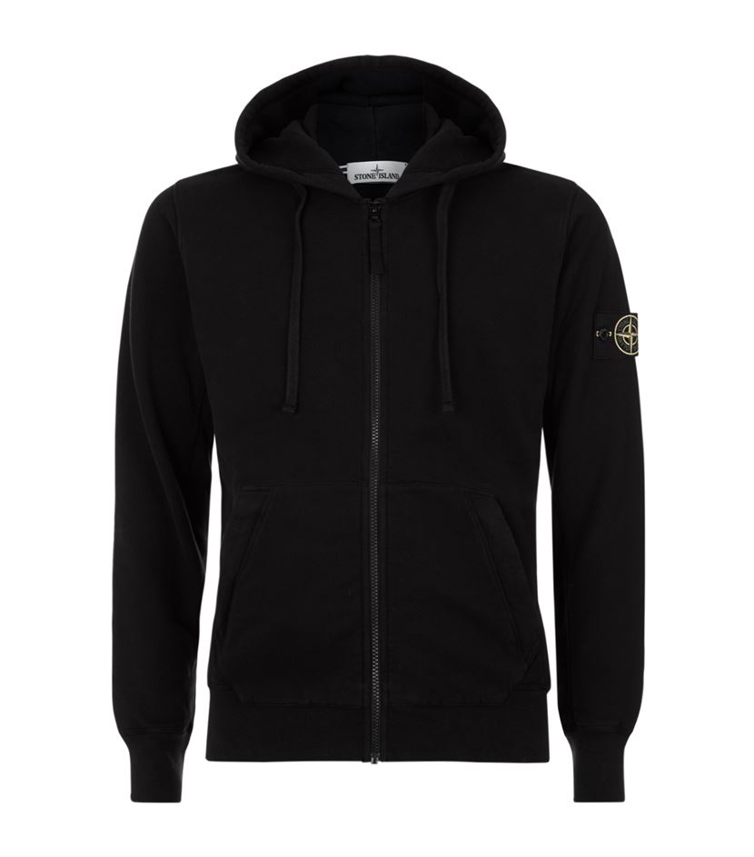 Stone Island Logo Patch Hoodie in Black for Men - Lyst