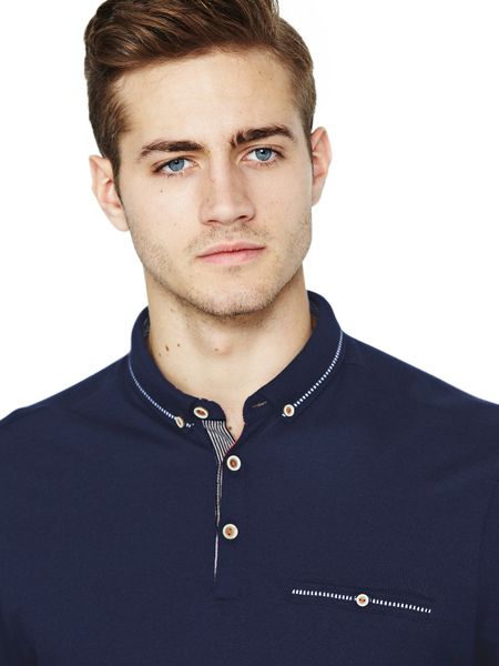 Ted Baker Ted Baker Mens Long Sleeve Fine Knit Polo Shirt in Blue for ...