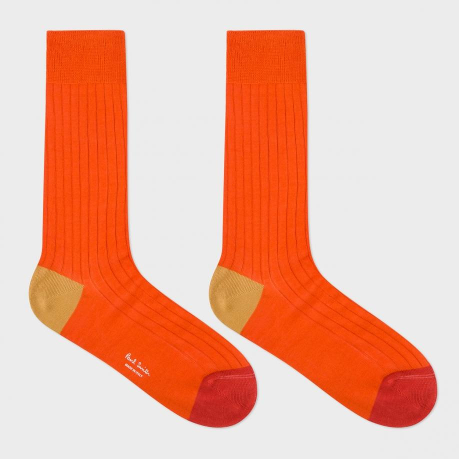 Lyst Paul Smith Men's Orange Socks With Taupe Heel And Red Toe in Orange for Men