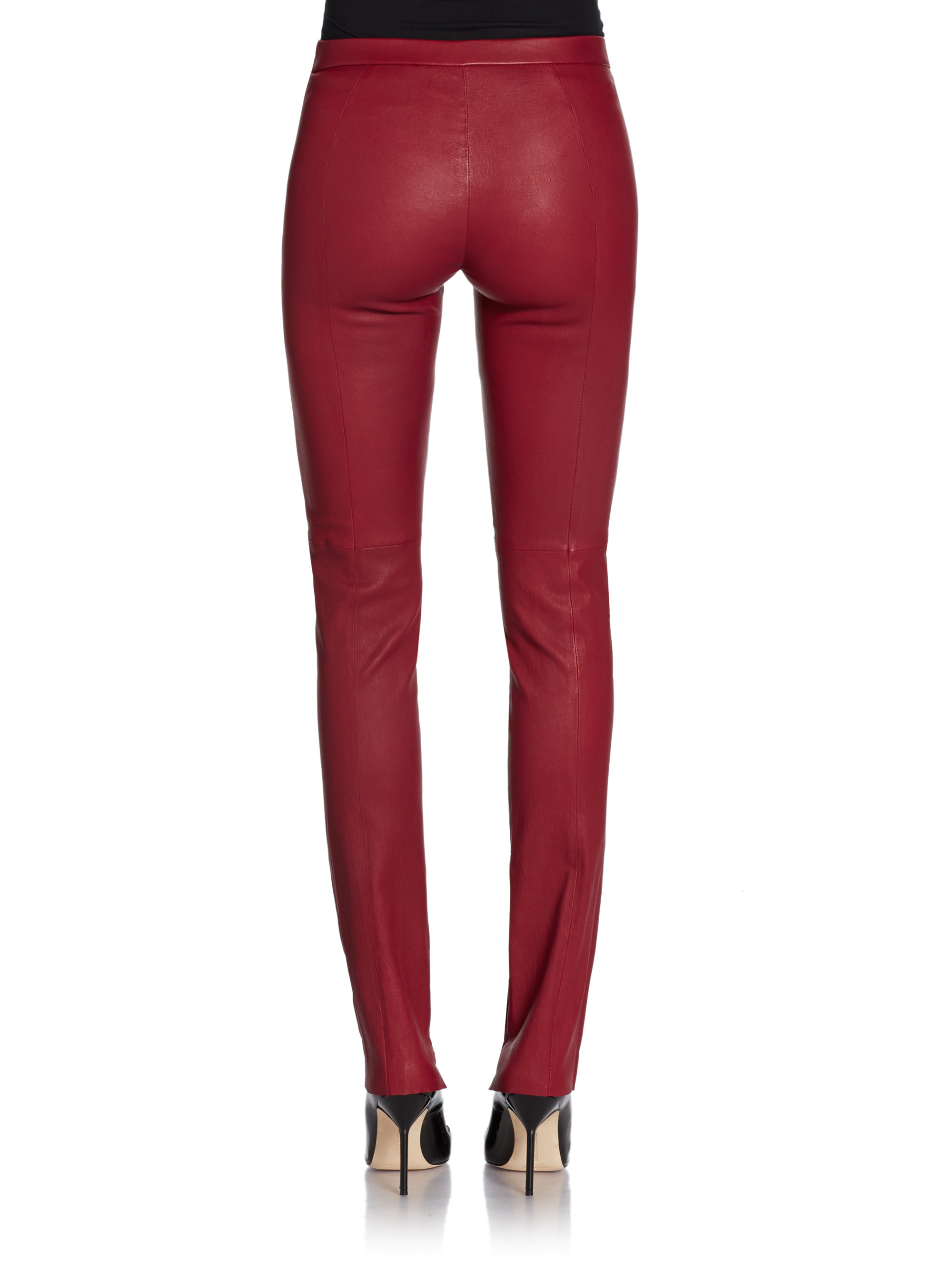 red leather pants high waisted