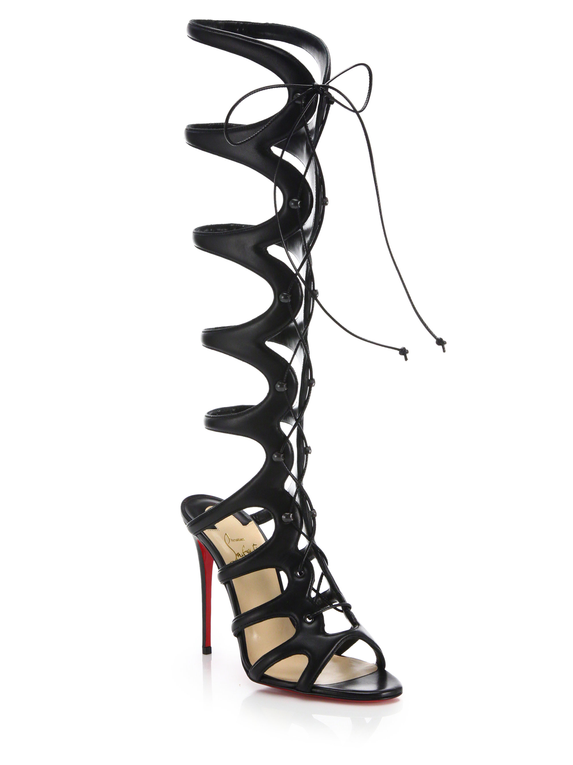 Christian louboutin Amazoula Lace-Up Leather Gladiator Sandals in ...