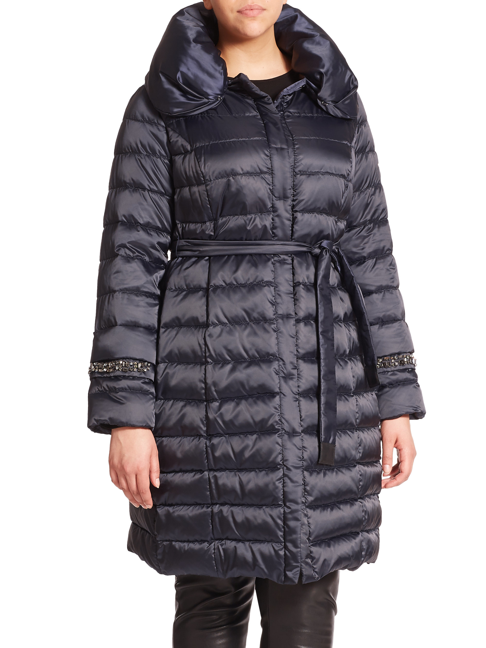 Lyst Marina Rinaldi Embellished Down Puffer Coat In Blue