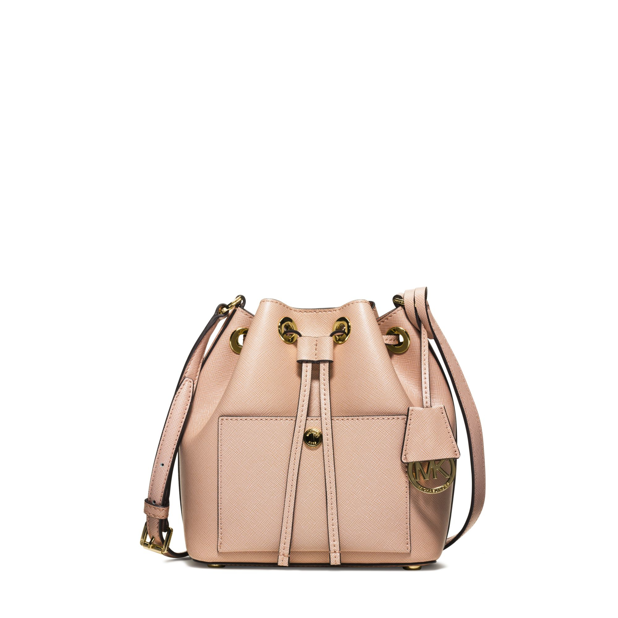 Michael Kors Greenwich Small Saffiano Leather Bucket Bag In Pink