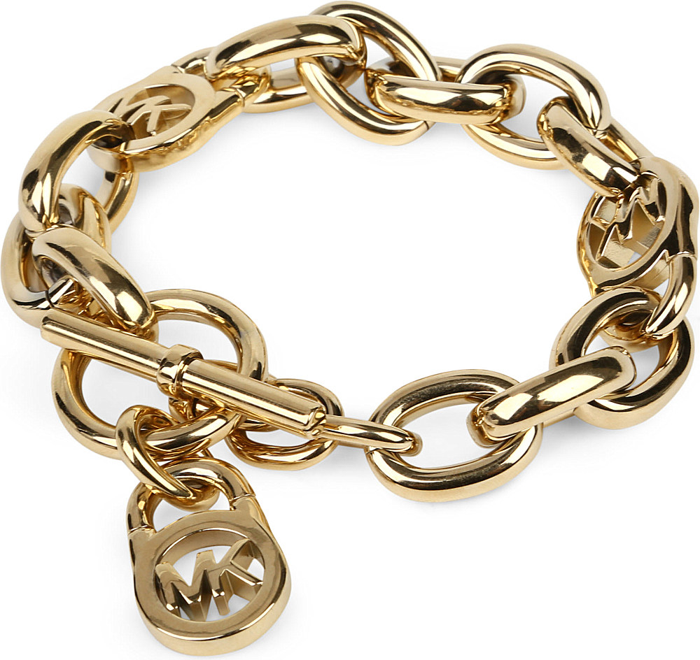 Michael Kors Logo Lock Charm Bracelet In Metallic Lyst Gallery