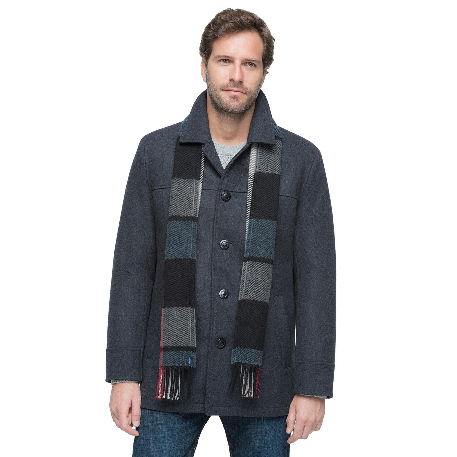 Lyst - G.h. bass & co. Wool Blend Coat with Scarf in Gray for Men