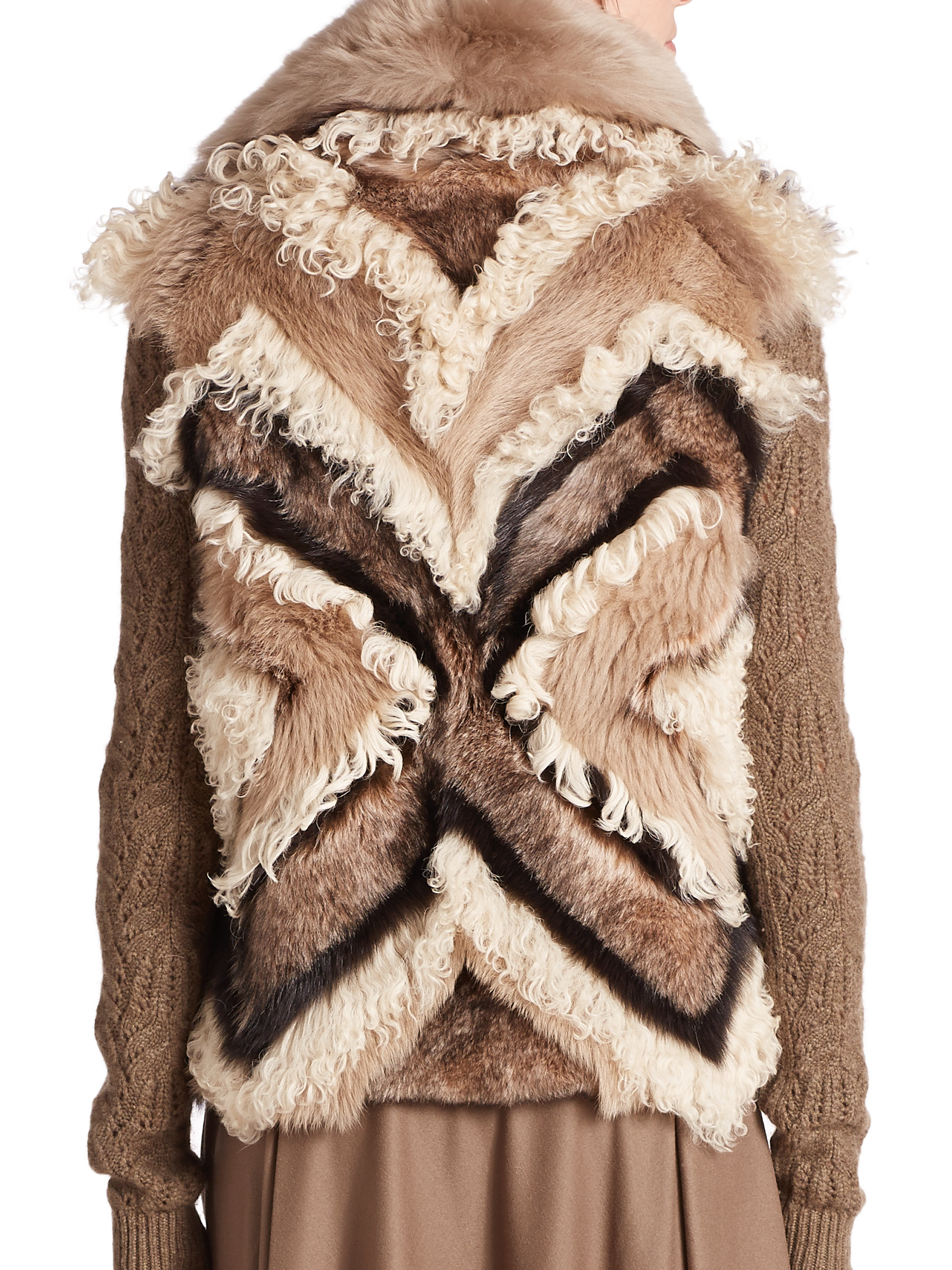 Ralph lauren collection Long Hair Shearling Fur Vest in Brown | Lyst