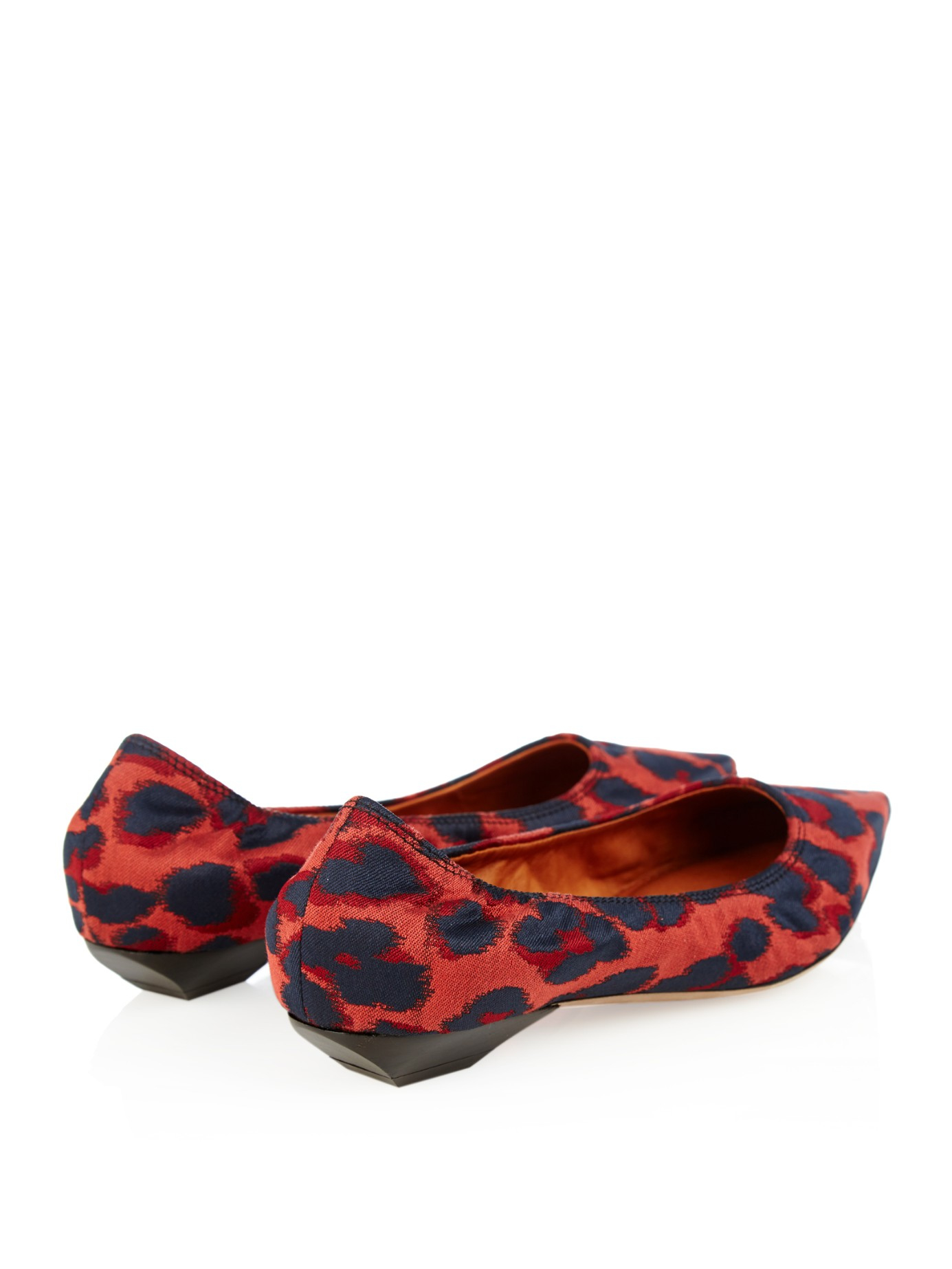 red and animal print shoes