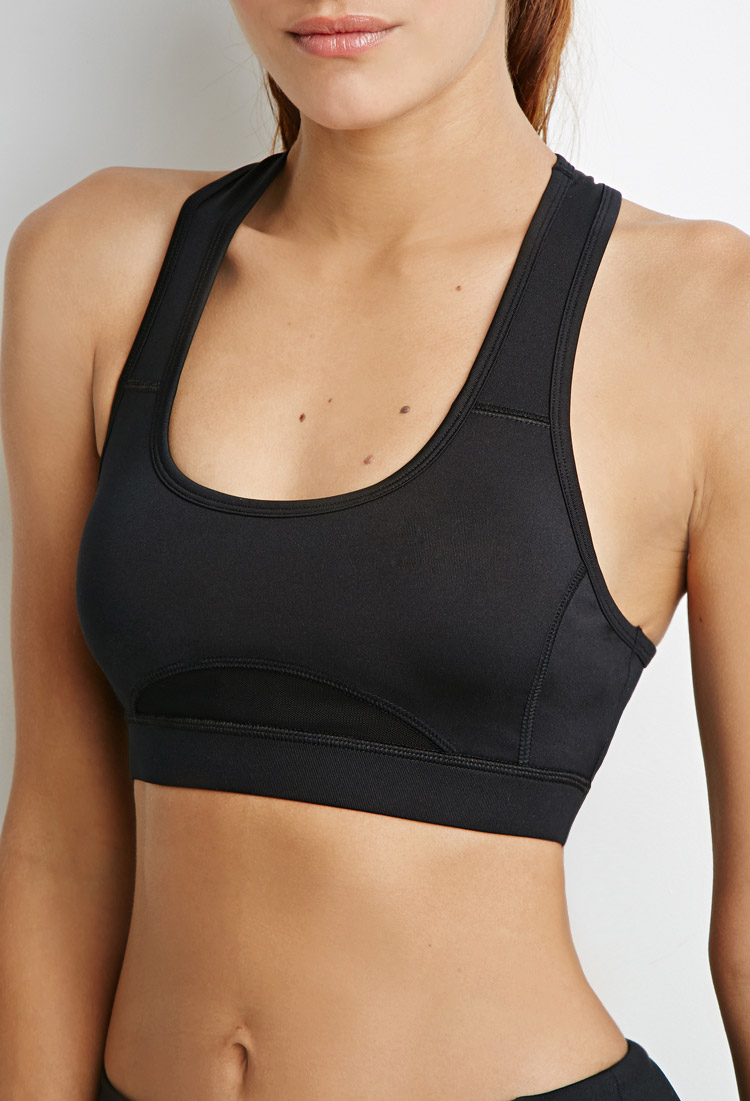 Forever 21 High Impact - Mesh-Back Sports Bra in Black