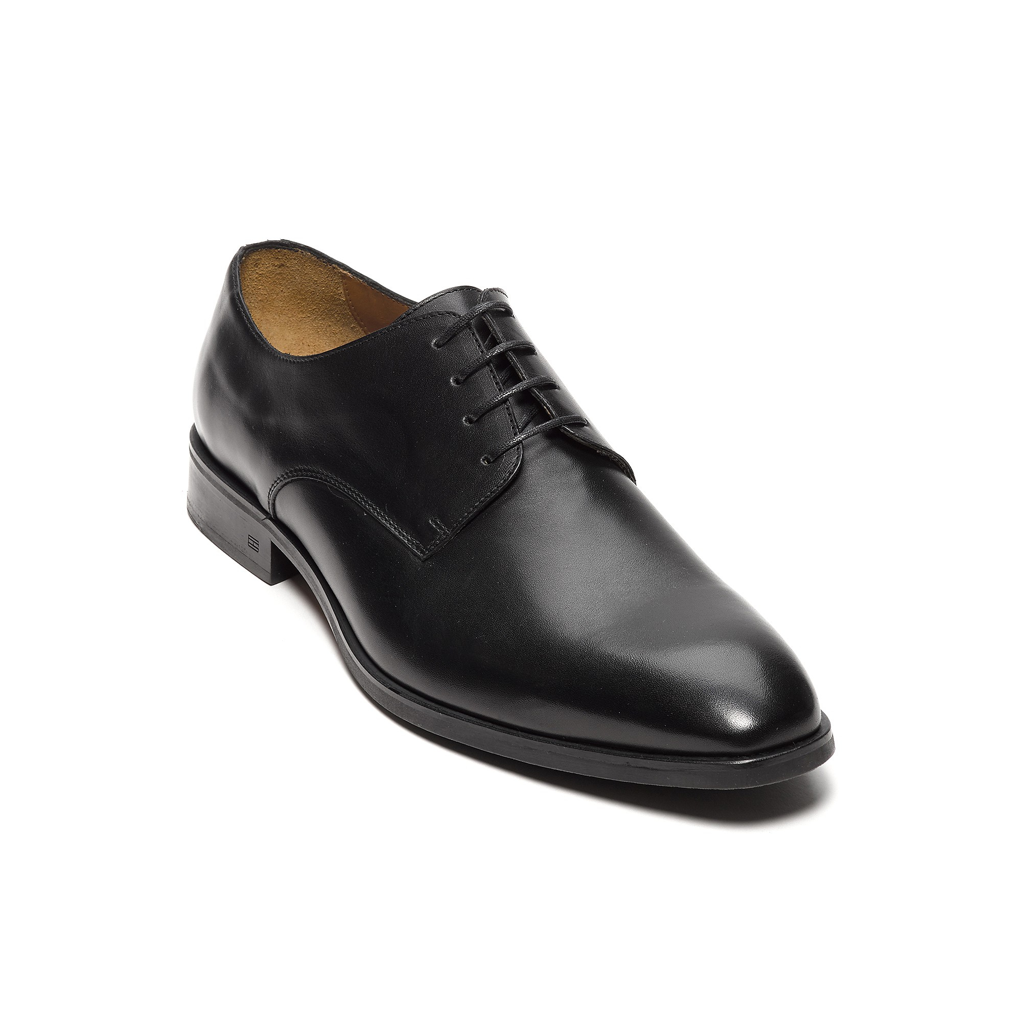 Tommy hilfiger Polished Leather Dress Shoe in Black for Men | Lyst
