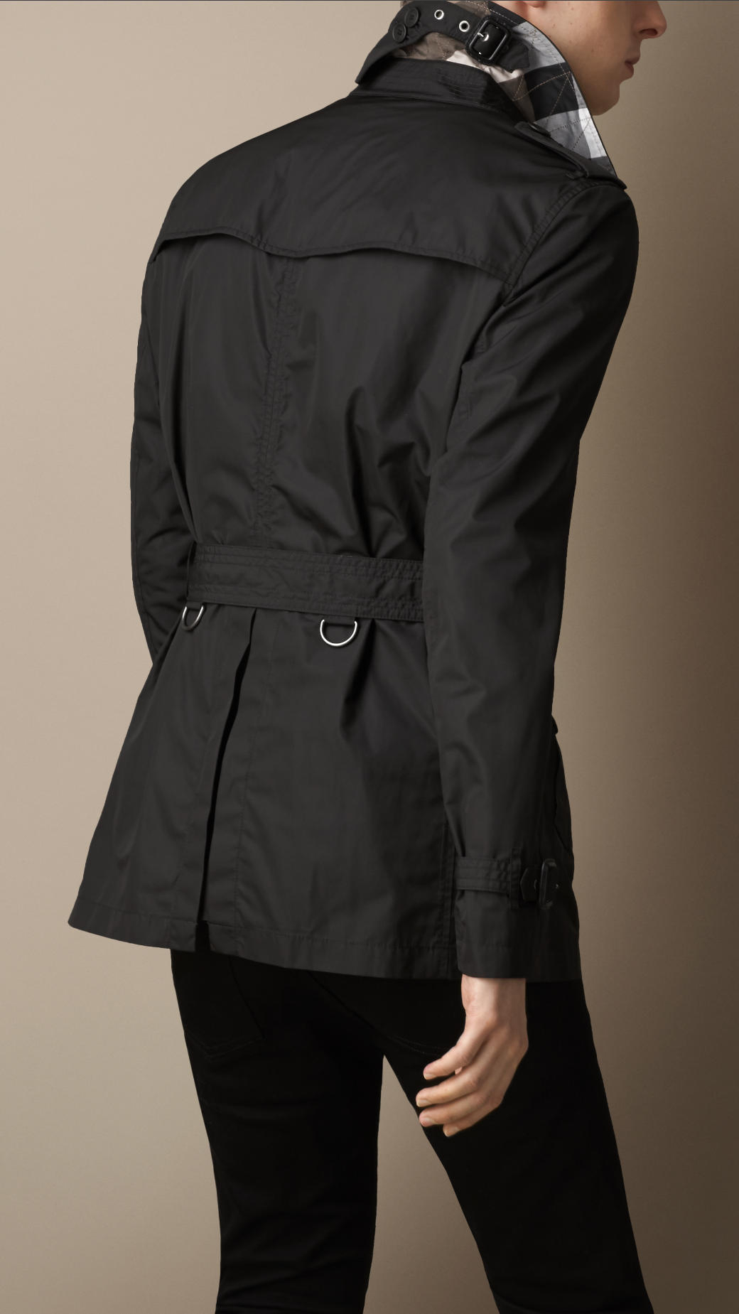 Burberry Short Technical Trench Coat in Black for Men - Lyst