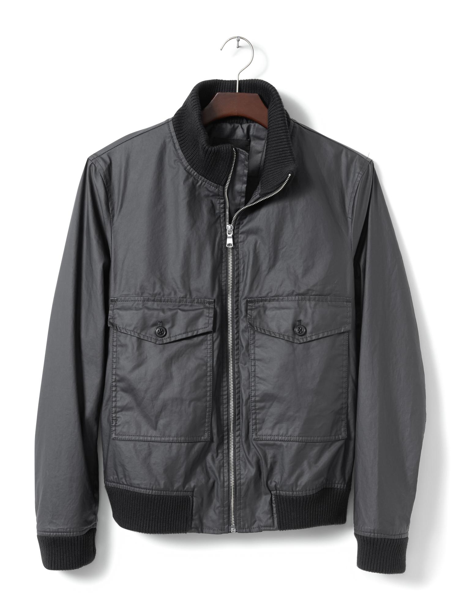 Lyst Banana Republic Coated Cotton Bomber Jacket in Black for Men