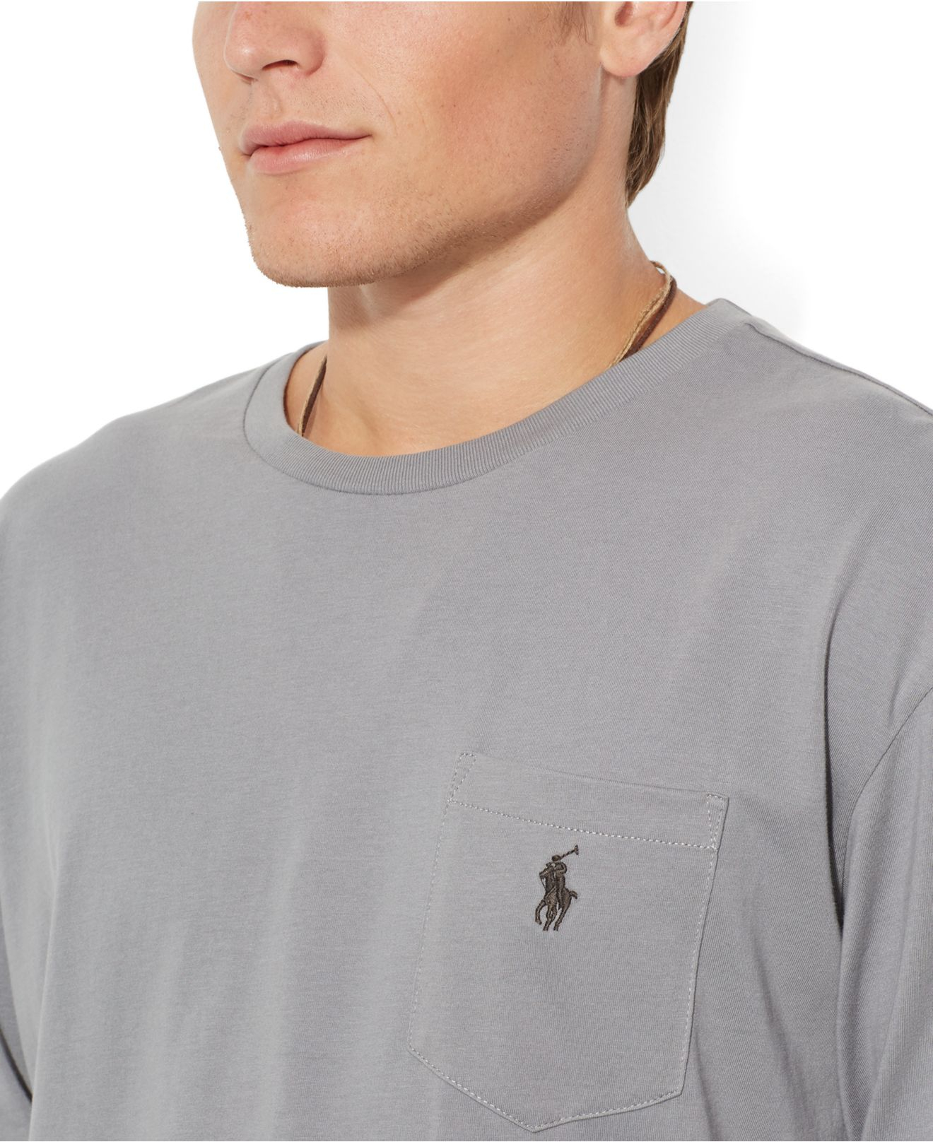 Polo ralph lauren Classic-Fit Long-Sleeved Jersey Pocket Crew-Neck T ...