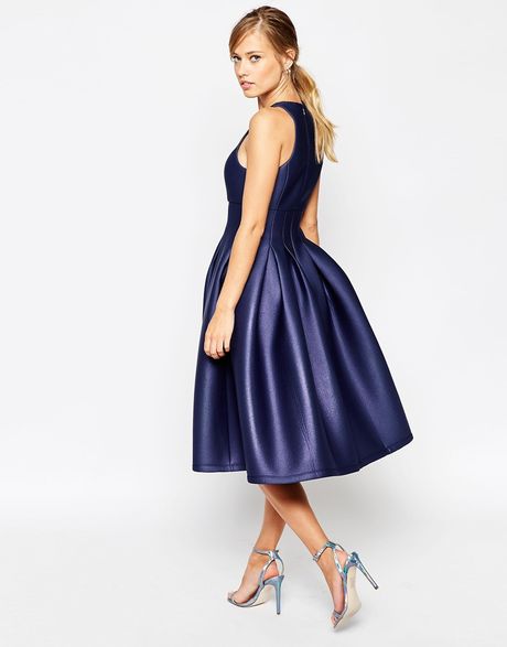  Asos  Salon Shimmer Scuba Ultra Full Prom  Dress  in Blue  