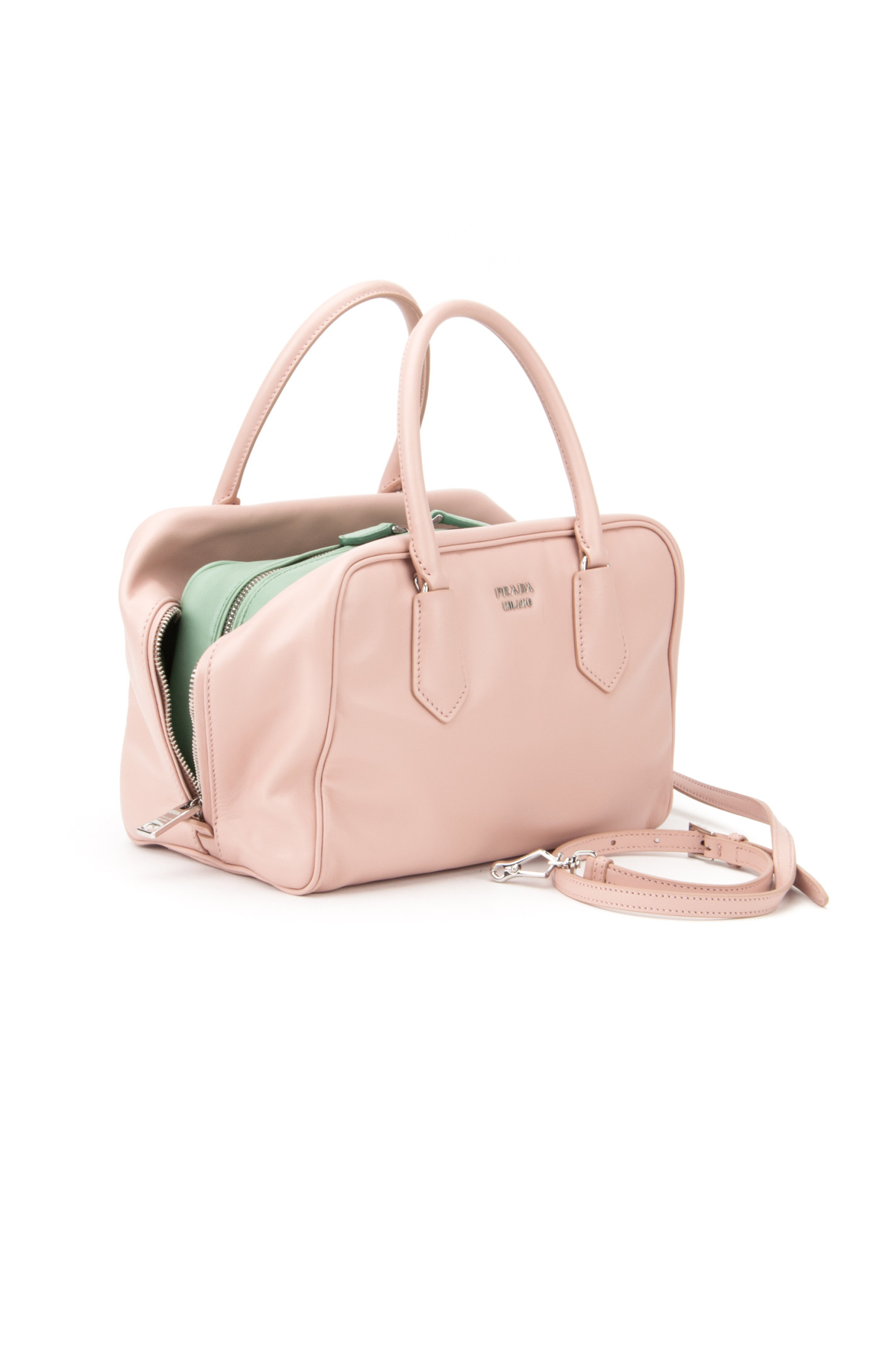 black prada bag leather - Prada Soft Calf Bag in Pink (PESCA+ACQUA) | Lyst