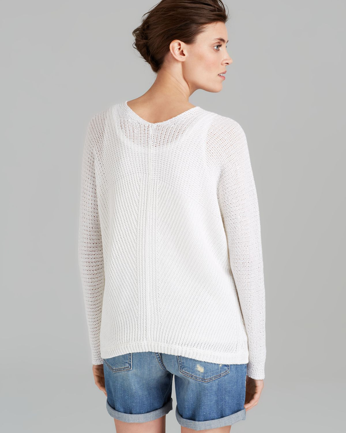 white linen sweater