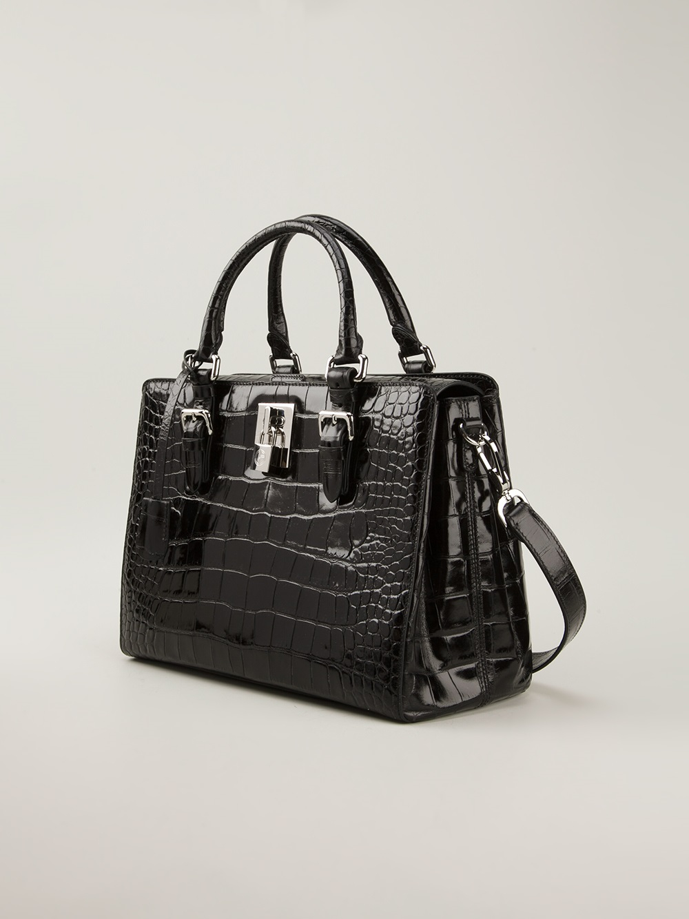 Lyst - Giorgio Armani 'Gineura' Croc Print Tote Bag in Black