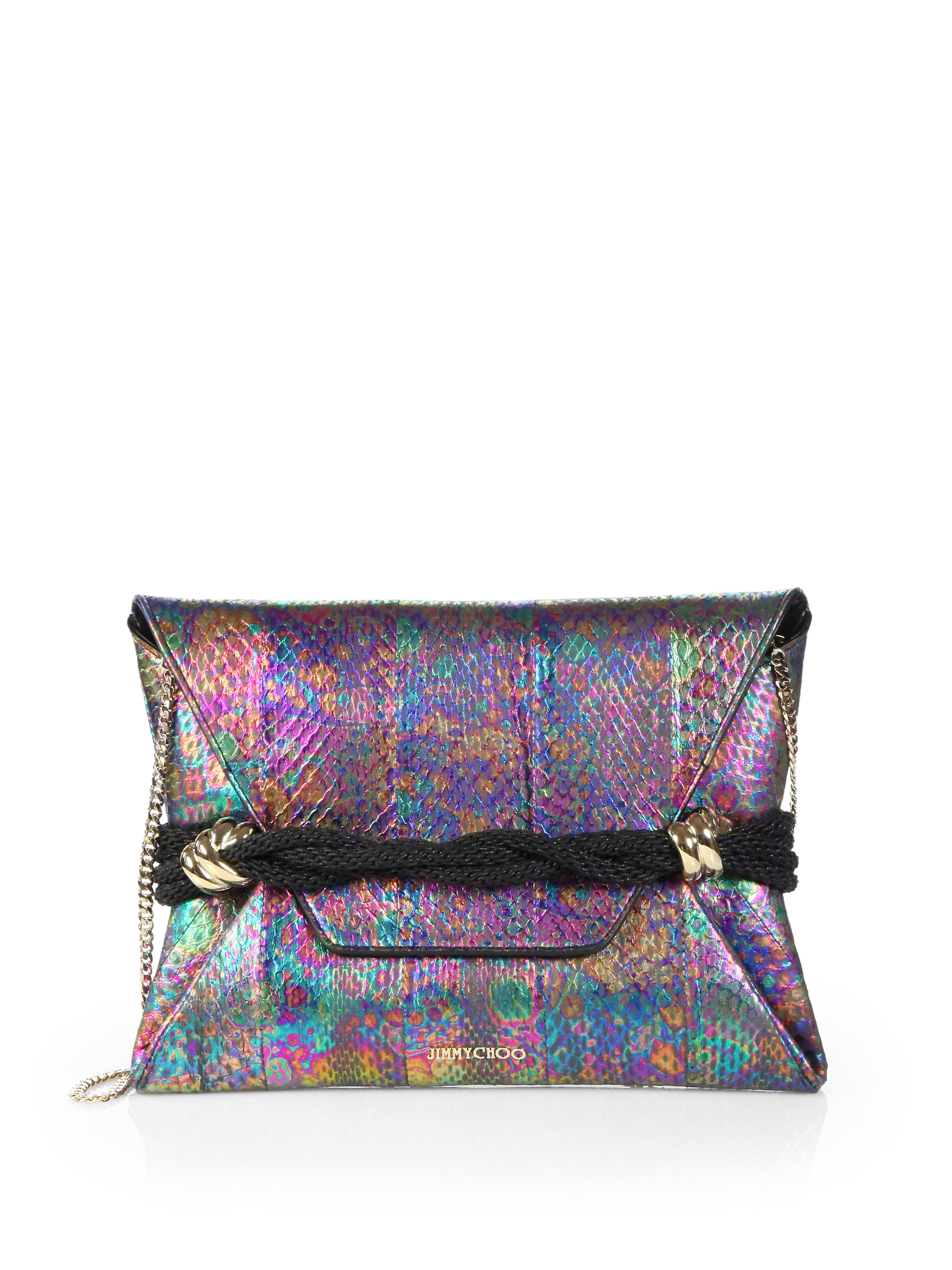 Lyst - Jimmy Choo Holographic Snakeskin Convertible Clutch in Purple